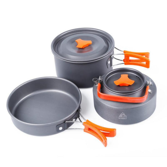 Hewolf 1692 Outdoor Camping Tableware Pots Cookwear Set for 2-3 Person, HW-K1692 For 2-3 Person