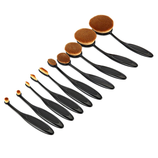 10 PCS Toothbrush Style Handle Makeup Brush Eyebrow Brush Set, Black