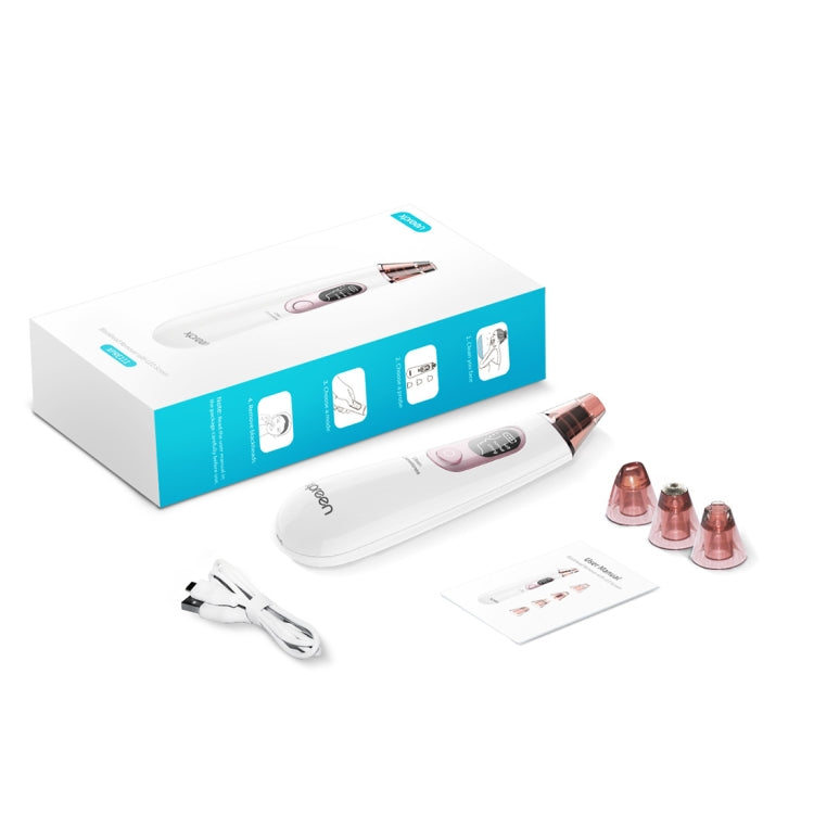 Rechargeable pore cleanser kit with product box, handheld device, and probe cone heads