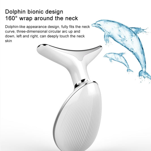 White LED neck beauty device with dolphin-style wrap head and chrome top light bar