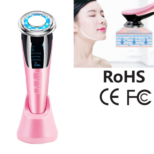 BLK-D818 Facial Beauty Instrument Hot and Cold Color Skin Rejuvenation Instrument EMS Micro Current Beauty Introduction Instrument, BLK-D818 (Pink), BLK-D818 (White)