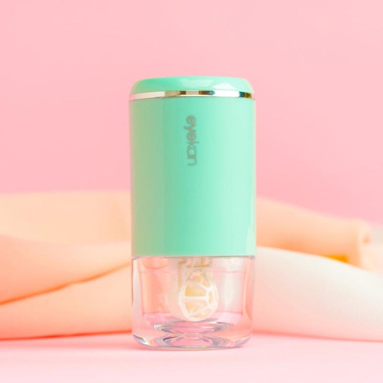 Eyekan ultrasonic automatic lens cleaner with transparent tank, mint green body