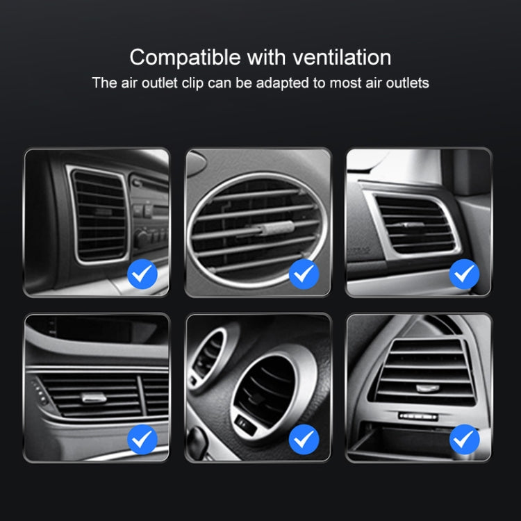 Magnetic air-vent clip phone mount shown on multiple car ventilation outlets