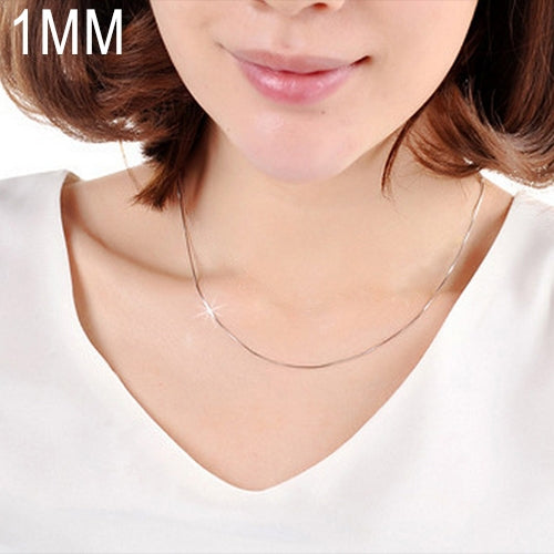 Silver plated snake-bone chain necklace with thin link design and spring clasp