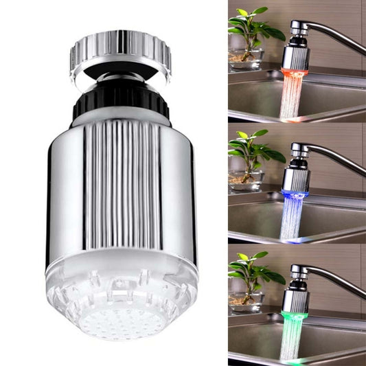 SDF-B5 1 LED ABS Temperature Sensor RGB LED Faucet Light Water Glow Shower, Size: 75 x 37mm, Interface: 22mm (Silver), SDF-B5