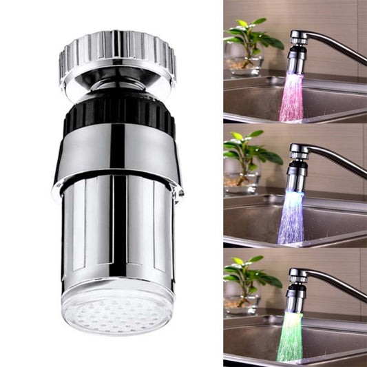 SDF-B6 1 LED ABS Temperature Sensor 3-color LED Faucet Light Water Glow Shower, Size: 58 x 24mm, Interface: 22mm (Silver), SDF-B6 3-color