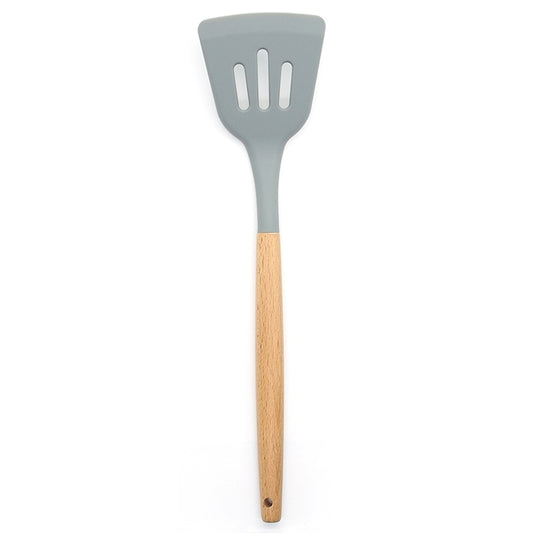 Silicone Wood Handle Leak Shovel Heat-resistant Cooking Shovel Kitchen Tools, Leak Shovel