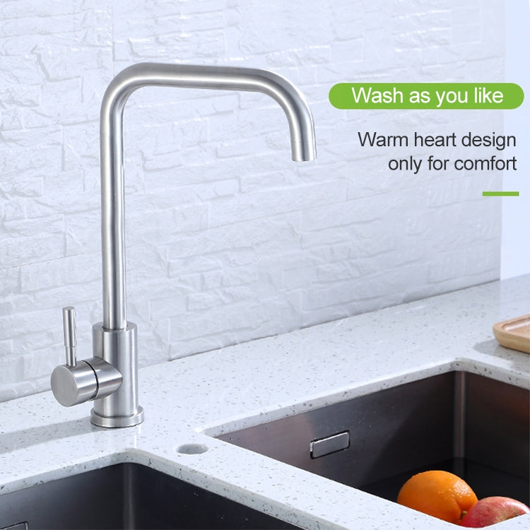 Stainless steel kitchen sink faucet with tall curved spout and side hot/cold levers