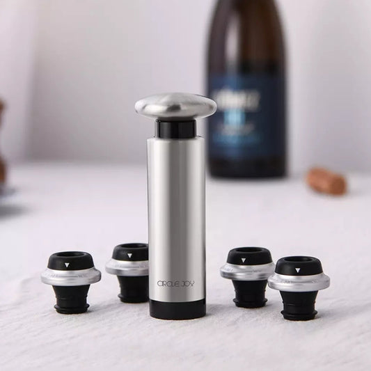 Original Xiaomi Youpin CircleJoy Stainless Steel Red Wine Preservation Stopper Set, Style: 4 Stoppers in One Pump, 4 Stoppers in One Pump