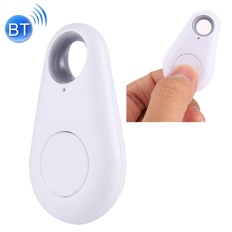 White smart Bluetooth key finder tracker with speaker ring and keyring hole