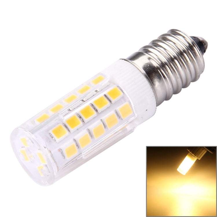 E14 LED light bulb with clear casing and 44 SMD LEDs, warm white glow