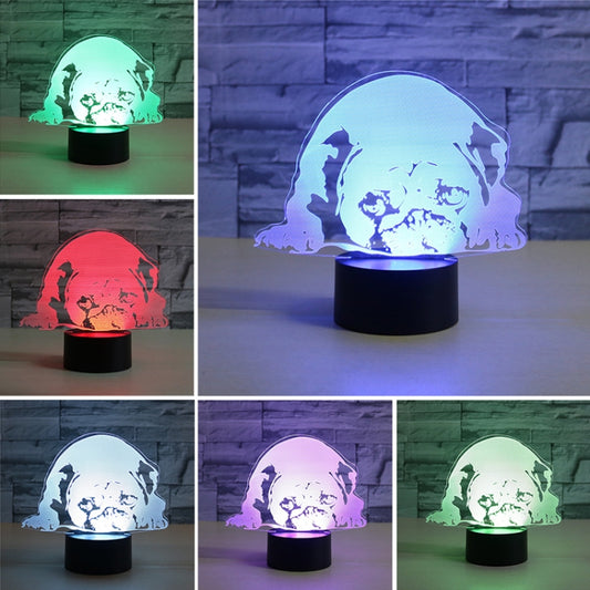 Prostrated Dog Shape 3D Colorful LED Vision Light Table Lamp, Charging Touch Version, Charging Touch Version