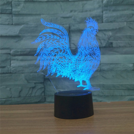 Cock Shape 3D Colorful LED Vision Light Table Lamp, 16 Colors Remote Control Version, 16 Colors Remote Control Version