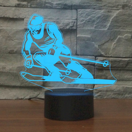 Skiing Shape 3D Colorful LED Vision Light Table Lamp, USB & Battery Version, USB & Battery Version