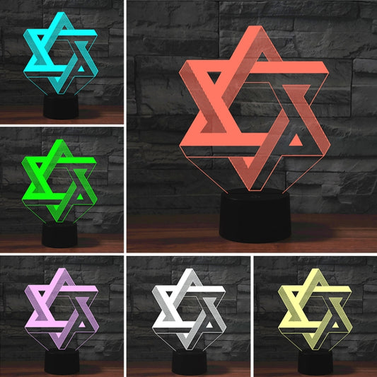 Pentagram Shape 3D Colorful LED Vision Light Table Lamp, 16 Colors Remote Control Version, 16 Colors Remote Control Version