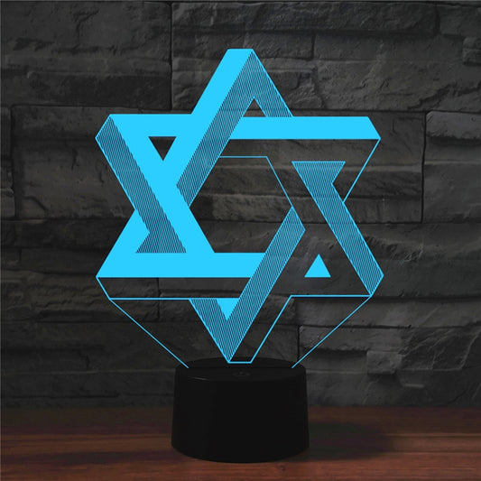 Pentagram Shape 3D Colorful LED Vision Light Table Lamp, 16 Colors Remote Control Version, 16 Colors Remote Control Version