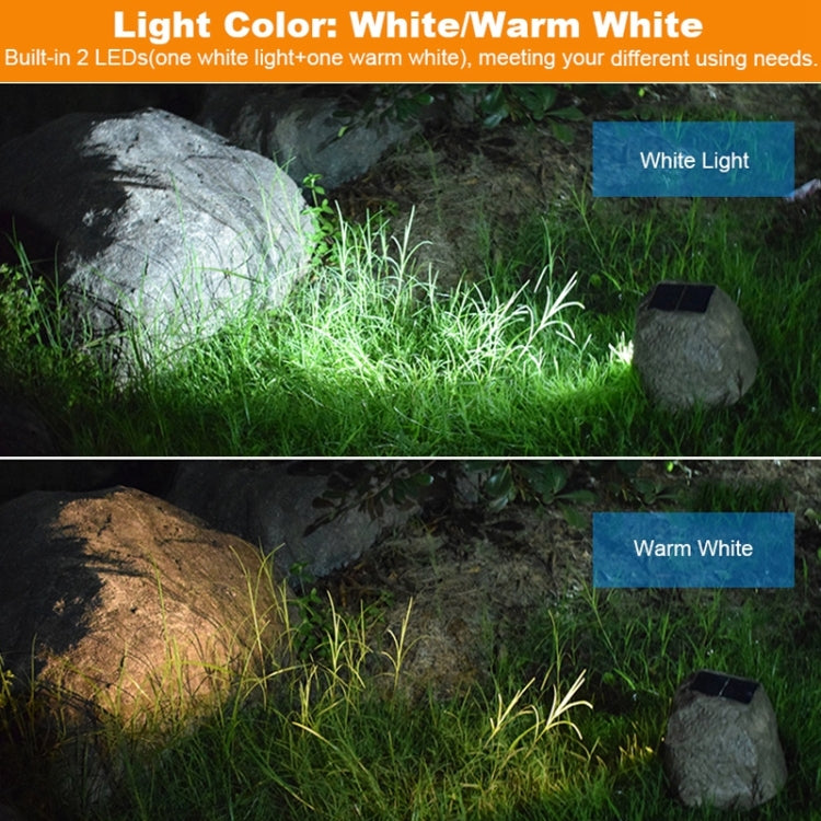 Solar stone spotlight displaying white and warm white illumination modes