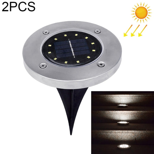 2 PCS 12 LEDs Solar Powered Buried Light Under Ground Lamp IP65 Waterproof Outdoor Garden Street Light, 12 LEDs