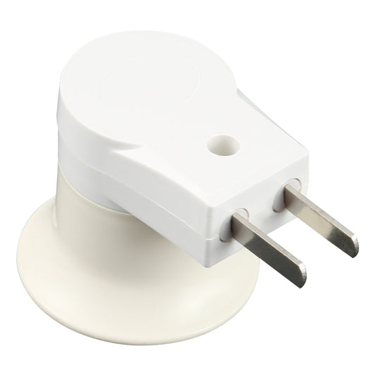 White E27 lamp holder base with two-prong plug and built-in switch