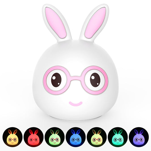 Smiling Rabbit Creative Touch 3D LED Decorative Night Light, USB Charging Version, USB Charging Version (Pink), USB Charging Version (Blue)