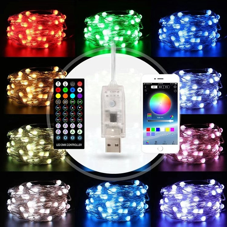 Christmas Decoration USB Copper Wire String Light Remote Controller & Bluetooth Mobile APP Control, Length: 5m 50 LEDs, Remote Controller & APP Control, Length: 5m 50 LEDs