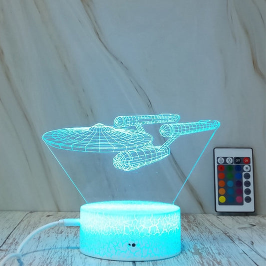 Spaceship Shape Creative Crack Touch Dimming 3D Colorful Decorative Night Light with Remote Control, Spaceship Shape