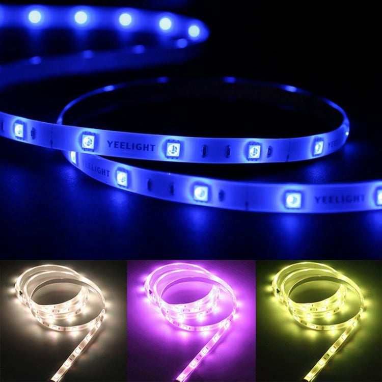 Flexible LED strip extension with glowing blue, purple, and green light segments