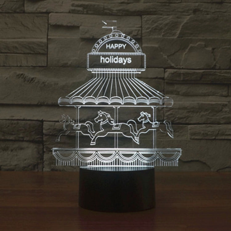 Color-changing amusement park-style desk night lamp, monochrome carousel horse neon design