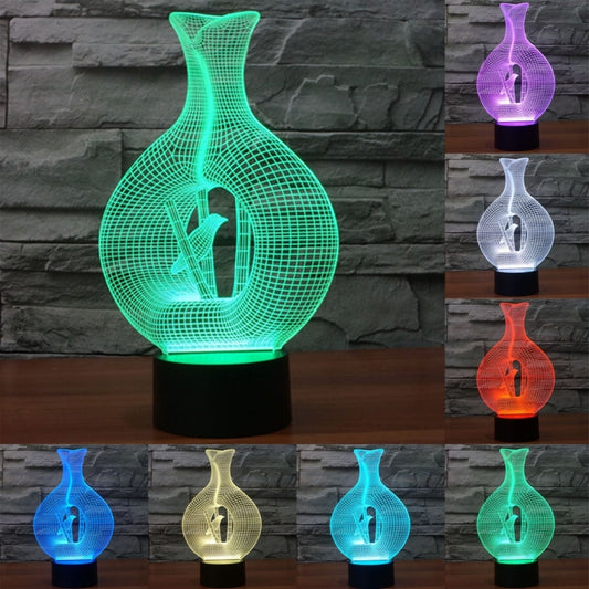 7 Color Discoloration Creative Visual Stereo Lamp Desk Lamp Night Light, Bird In The Cage Style