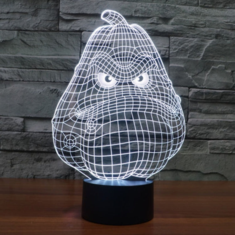 Gourd-shaped LED desk night light with white glowing wireframe cartoon face