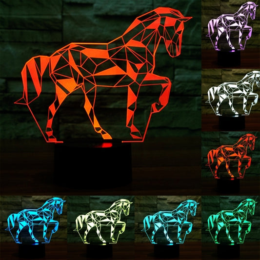7 Color Discoloration Creative Visual Stereo Lamp Desk Lamp Night Light, Horse Shape