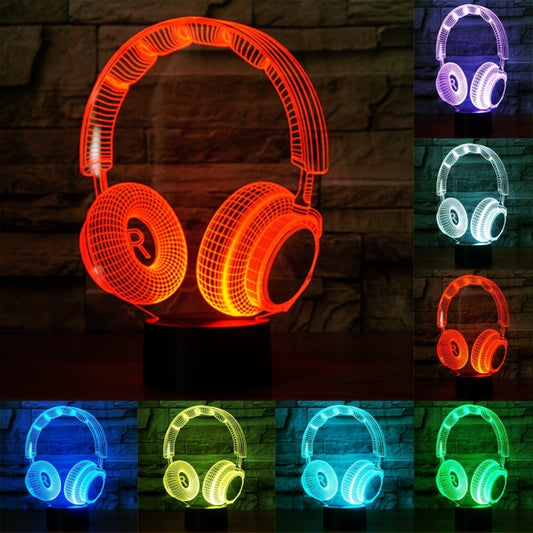 7 Colour Discoloration Creative Visual Stereo Lamp Desk Lamp Night Light, Headset Shape