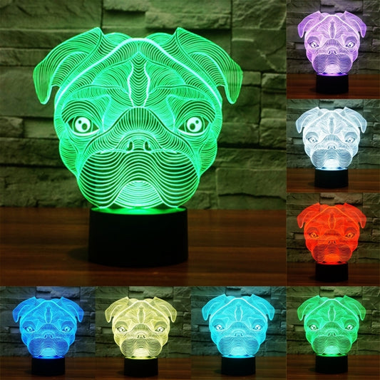 7 Color Discoloration Creative Visual Stereo Lamp Desk Lamp Night Light, Dog Shape