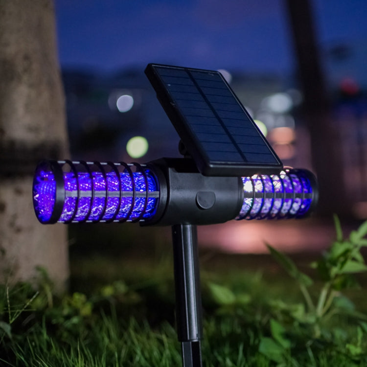 Solar mosquito killer ground light with blue LED tube and solar panel on stake