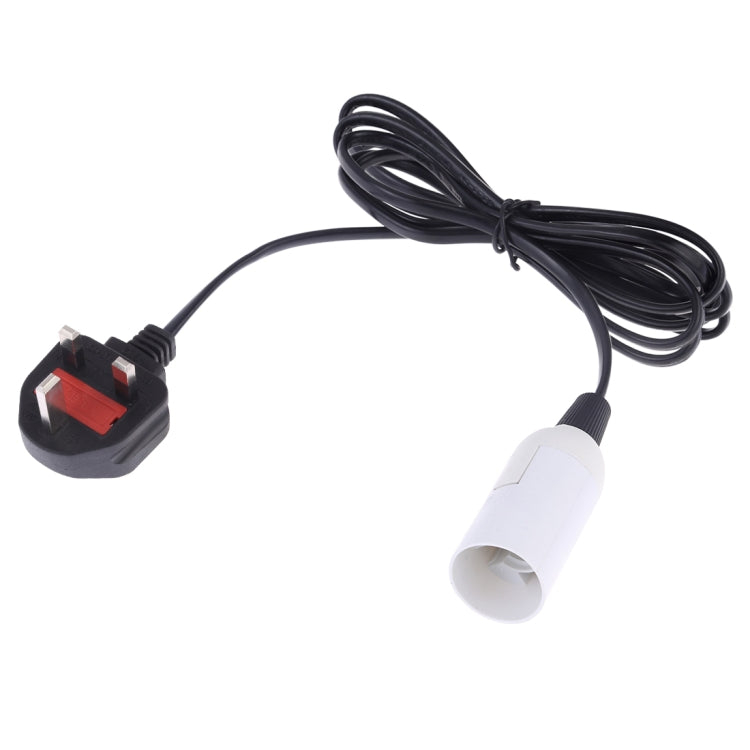 E14 lamp holder extension cable with UK plug and white cylindrical lamp socket end