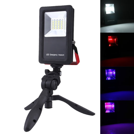 24 LEDs SMD5730 2400LM 6000-6500K Red and Blue Light Flashing Warning Lights Portable with Holder, 30W/2400LM 6000-6500K