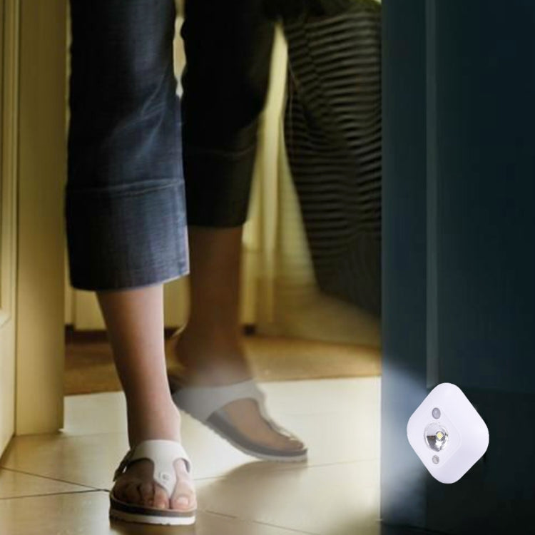 White wall-mounted motion sensor lamp with small front LED lens