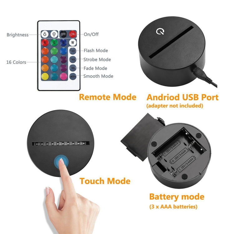 Elephant Shape 3D Colorful LED Vision Light Table Lamp, 16 Colors Remote Control Version, 16 Colors Remote Control Version