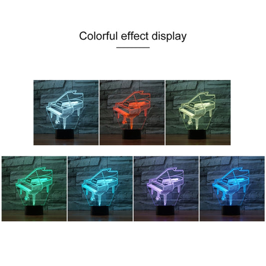 Piano Shape 3D Colorful LED Vision Light Table Lamp, 16 Colors Remote Control Version, 16 Colors Remote Control Version