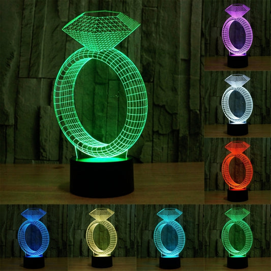 7 Color Discoloration Creative Visual Stereo Lamp Desk Lamp Night Light, Diamond Ring Style