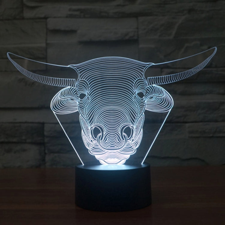 7 Colour Discoloration Creative Visual Stereo Lamp Desk Lamp Night Light, Cow Style