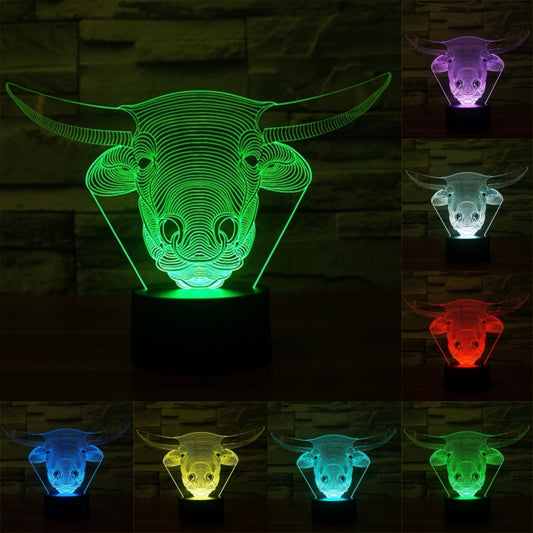 7 Colour Discoloration Creative Visual Stereo Lamp Desk Lamp Night Light, Cow Style
