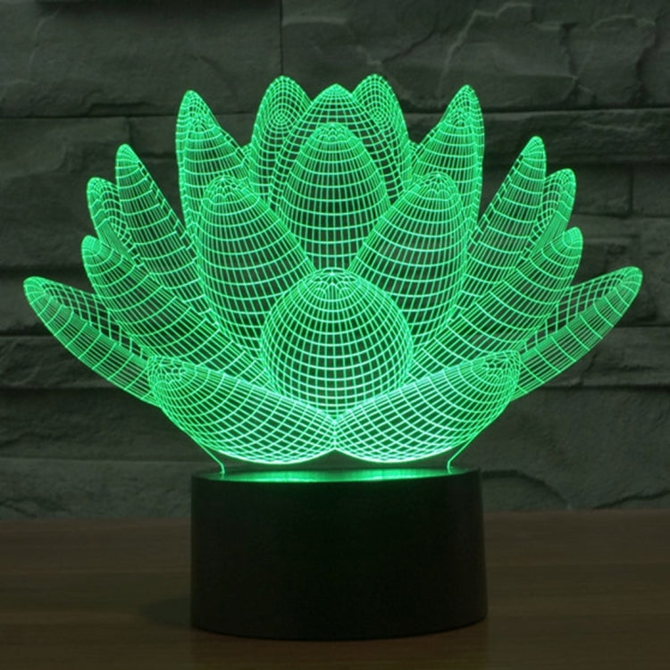 7 Color Discoloration Creative Visual Stereo Lamp Desk Lamp Night Light, Lotus Style