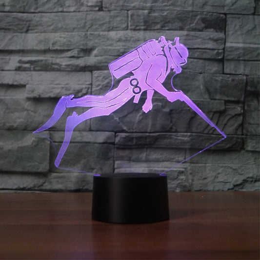 Diving Black Base Creative 3D LED Decorative Night Light, Powered by USB and Battery, Powered by USB and Battery