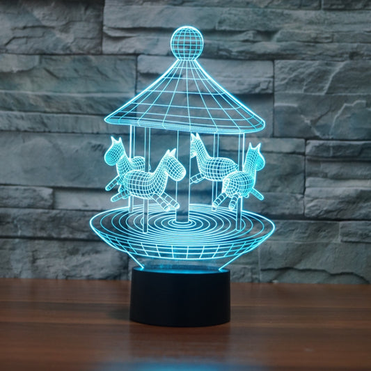 Carousel Black Base Creative 3D LED Decorative Night Light, Rechargeable with Touch Button, Rechargeable with Touch Button