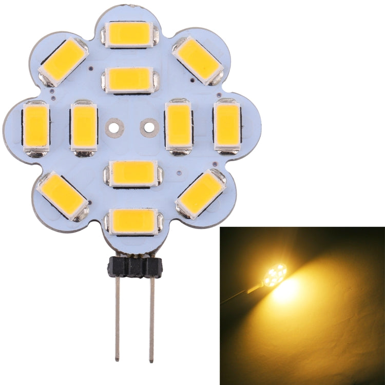 Warm white flower-shaped G4 LED bulb PCB with 12 LEDs and two pins