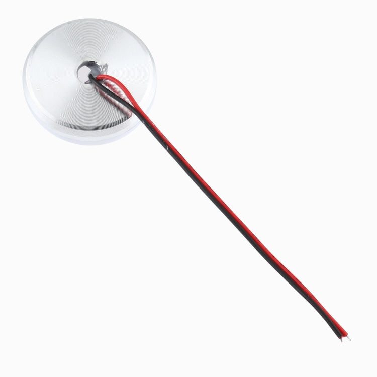 DC 12V LED bulb underside with metal reflector and connected red/black wires