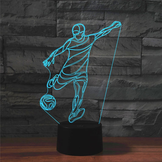 Playing Football Shape 3D Colorful LED Vision Light Table Lamp, USB & Battery Version, USB & Battery Version