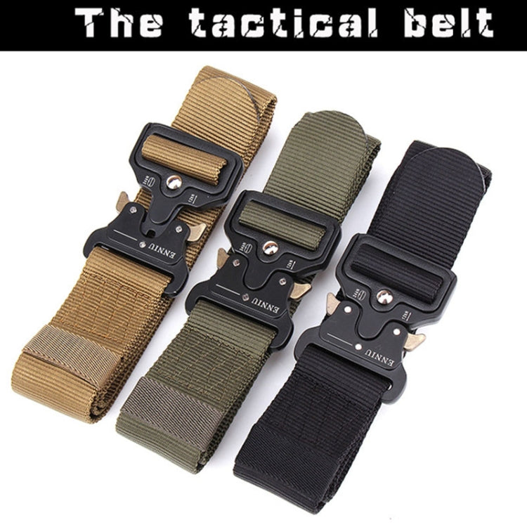 Adjustable nylon outdoor belt set with textured webbing and black metal buckle, multiple colors