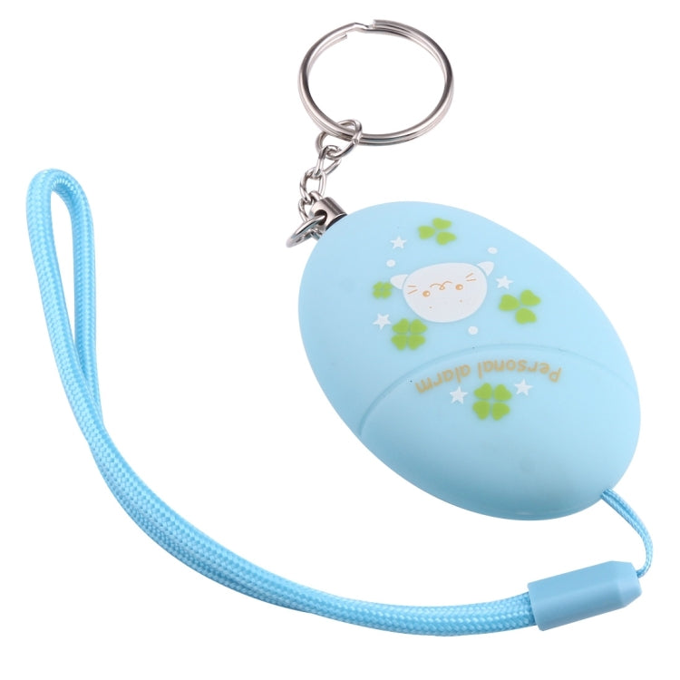 Blue mini personal alarm keychain with lanyard strap and metal key ring